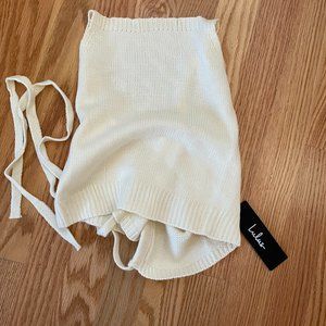 Lulus- All the Good Times Ivory Knit Tie-Back Sweater Tank - NWT
